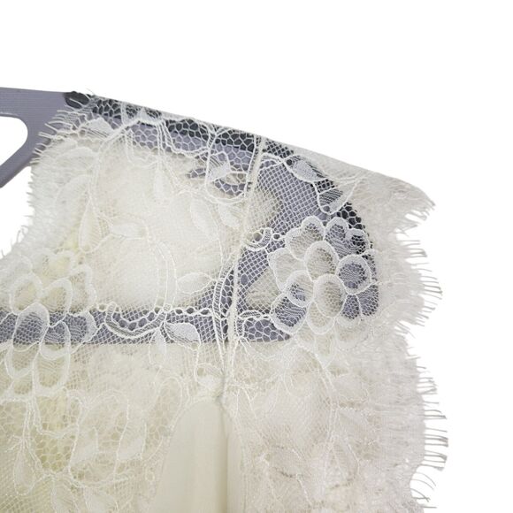 Anthropologie Top Womens XS Lemonade Pale Yellow LOVE SAM Pleated Lace‎ Cottage - Picture 5 of 8